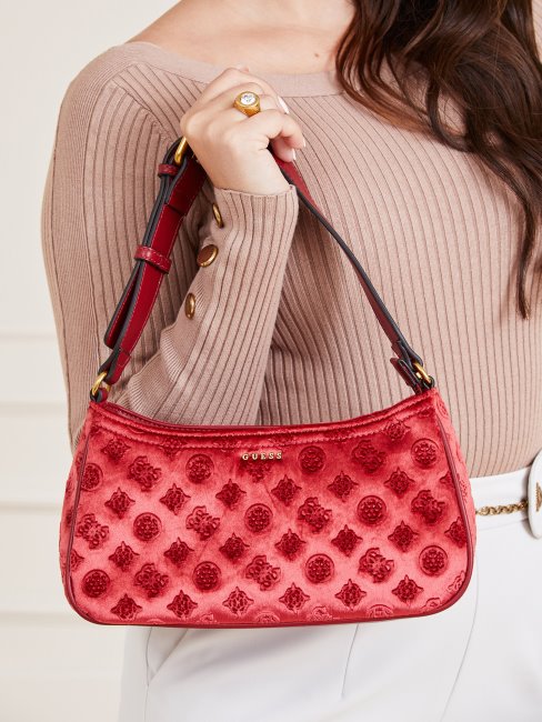 Guess Kimi Sac à Bandoulière En Velours Rouge