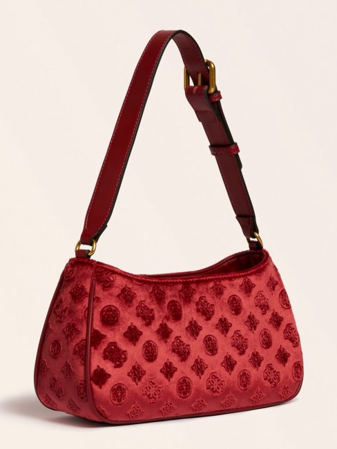 Guess Kimi Sac à Bandoulière En Velours Rouge