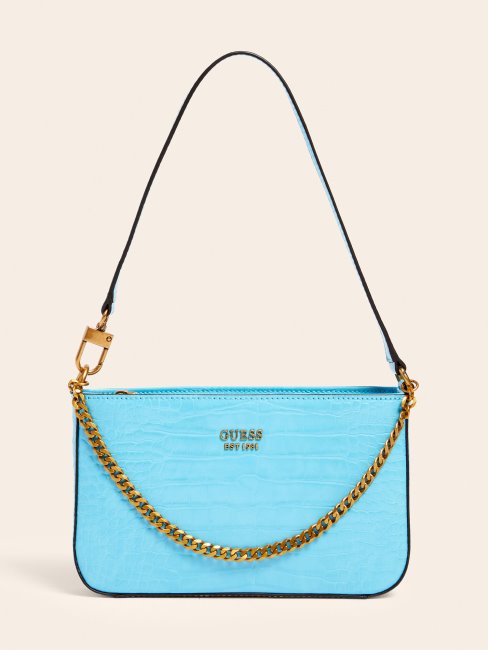 Sac Porté épaule Imprimé Croco Katey Bleu Guess