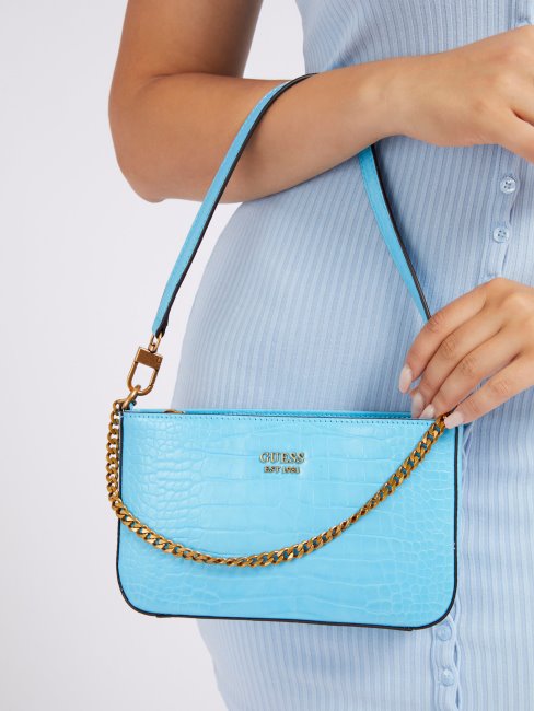 Sac Porté épaule Imprimé Croco Katey Bleu Guess