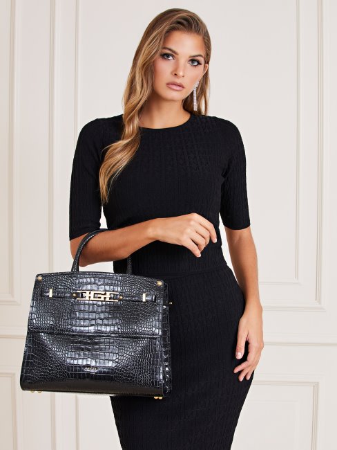 Cristina Sac à Main En Cuir Véritable Guess Noir