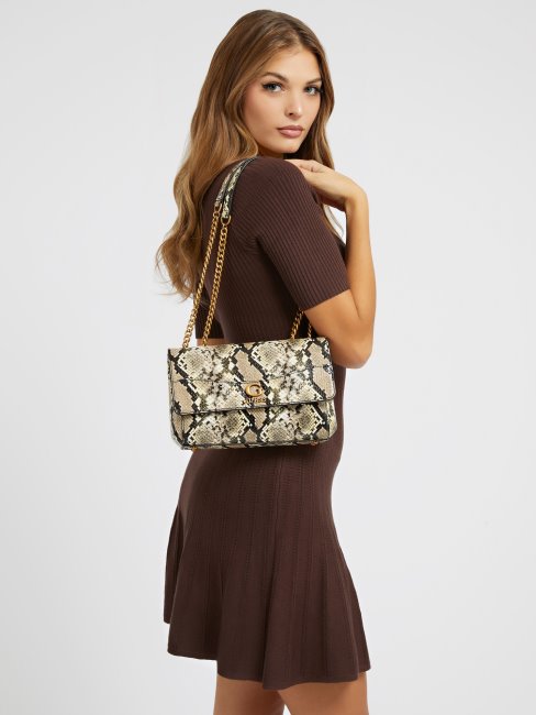 Nell Sac à Bandoulière Imprimé Python Multi Beige Guess