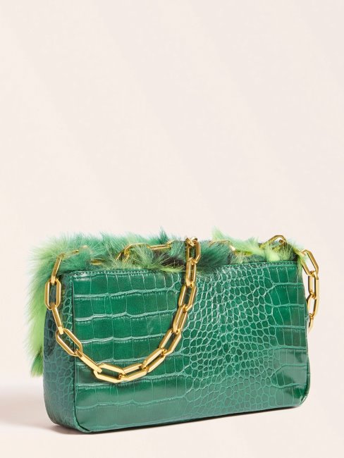 Sac à Bandoulière En Fausse Fourrure Helma Vert Guess