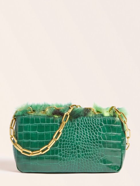 Sac à Bandoulière En Fausse Fourrure Helma Vert Guess