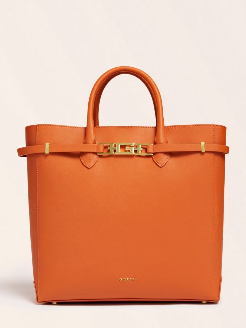 Cristina Shopper En Cuir Véritable Guess Marron