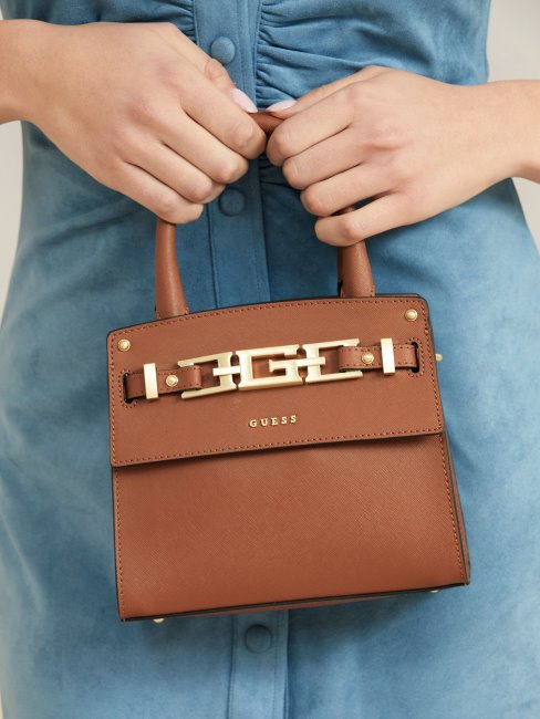 Sac à Main Guess En Cuir Véritable Marron Cristina