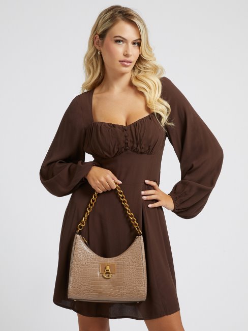 Guess Stephi Crème Hobo Imprimé Croco