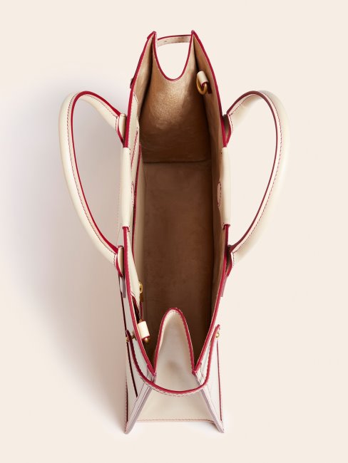 Stilla Shopper En Cuir Véritable Blanc Guess