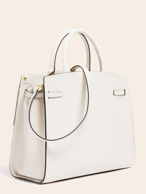 Cristina Sac à Main En Cuir Véritable Guess Blanc