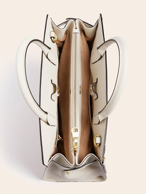 Cristina Sac à Main En Cuir Véritable Guess Blanc