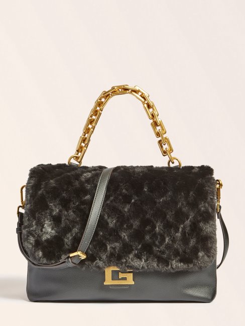 Sac Porté épaule En Fausse Fourrure Helma Noir Guess