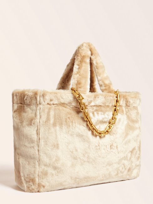 Guess Helma Shopper En Fausse Fourrure Beige