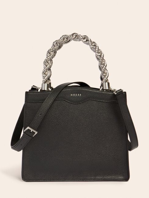 Aida Mini Sac à Main En Cuir Véritable Noir Guess