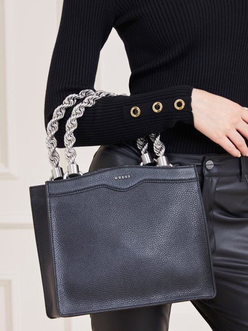 Aida Mini Sac à Main En Cuir Véritable Noir Guess