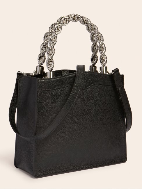Aida Mini Sac à Main En Cuir Véritable Noir Guess