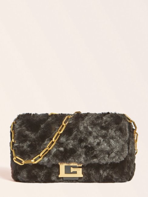 Sac à Bandoulière En Fausse Fourrure Helma Noir Guess