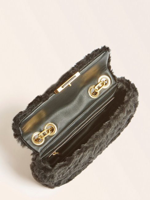 Sac à Bandoulière En Fausse Fourrure Helma Noir Guess