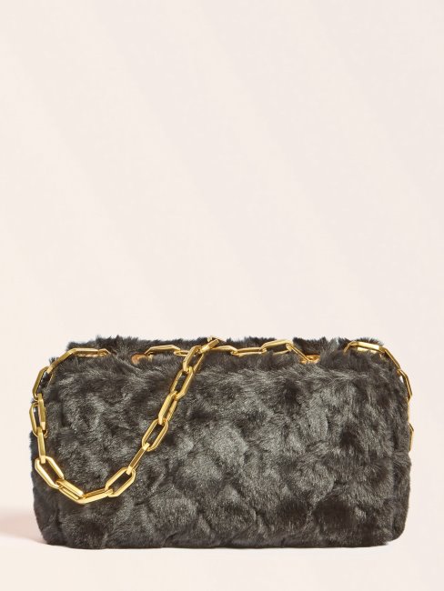 Sac à Bandoulière En Fausse Fourrure Helma Noir Guess