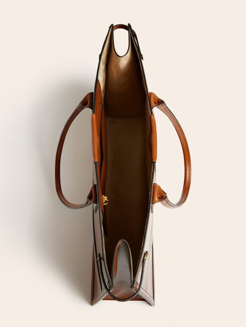 Guess Stilla Shopper En Cuir Véritable Marron