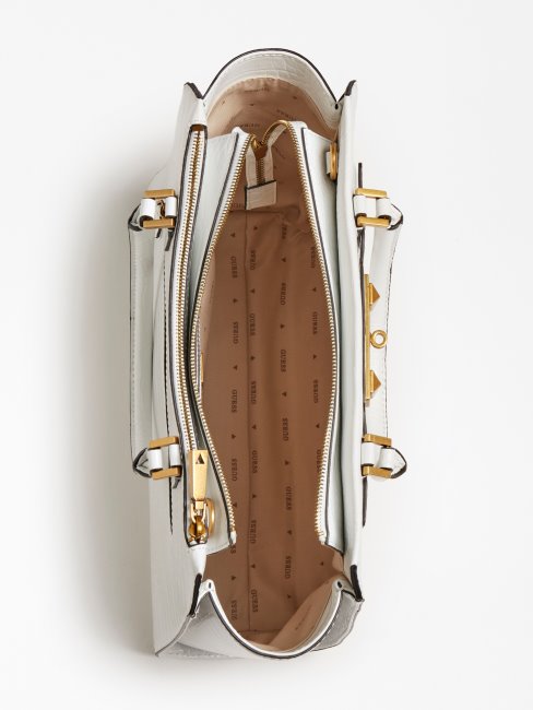 Sac à Main Guess Blanc Imprimé Croco En Raphie