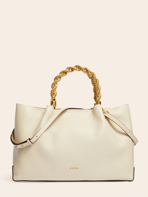 Guess Aida Sac à Main En Cuir Véritable Blanc