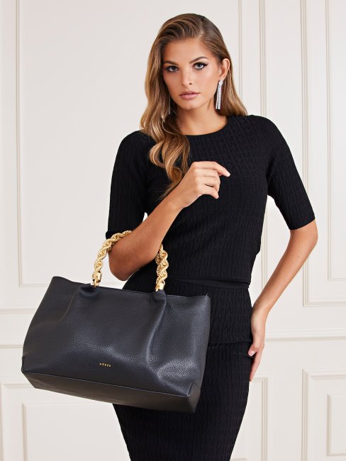 Aida Sac à Main En Cuir Véritable Noir Guess