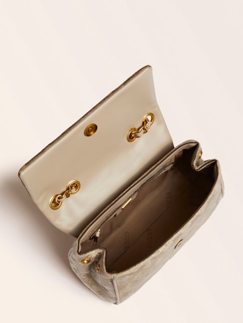 Sac à Bandoulière En Velours Kimi Beige Guess