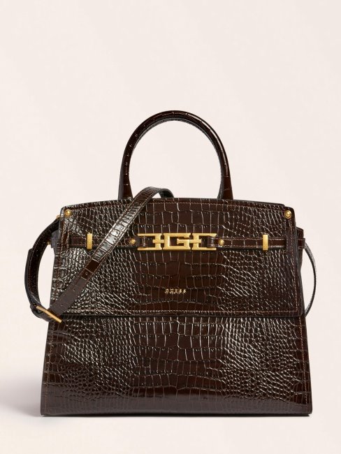 Sac à Main Megan Luxe En Cuir Véritable Guess Marron
