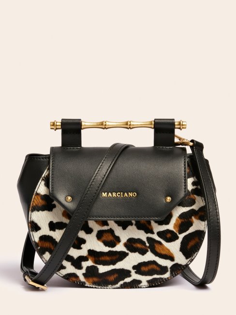 Animalier Guess Alia Mini Sac à Bandoulière En Cuir Véritable