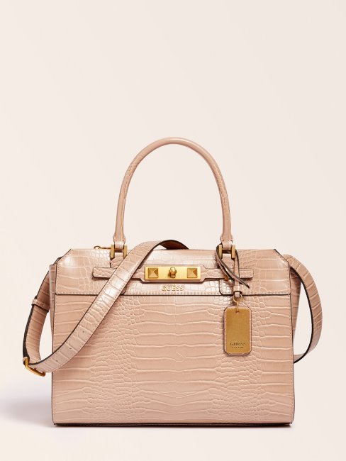 Sac à Main Guess Beige Raphie Imprimé Croco
