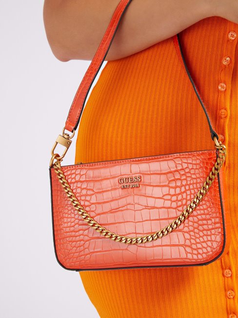 Guess Sac Porté épaule Katey Croco Orange