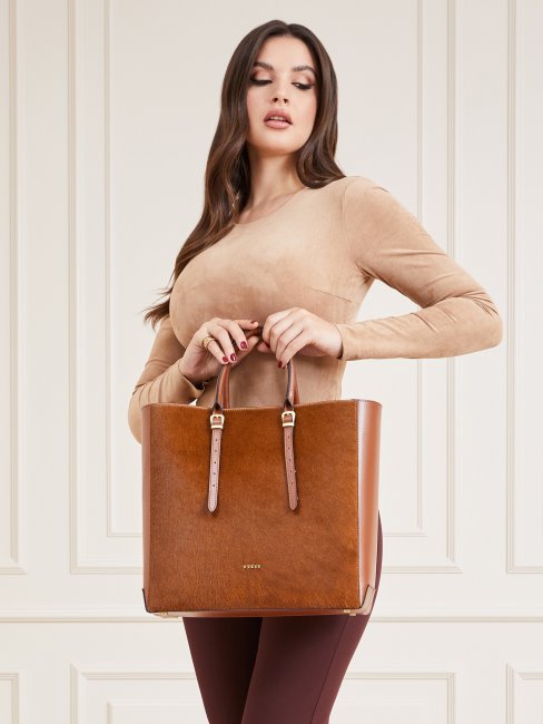 Guess Sac à Main Lady Luxe En Cuir Véritable Marron