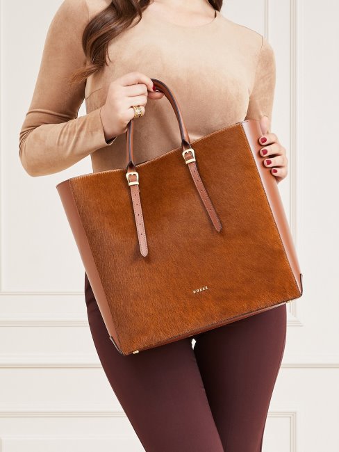 Guess Sac à Main Lady Luxe En Cuir Véritable Marron