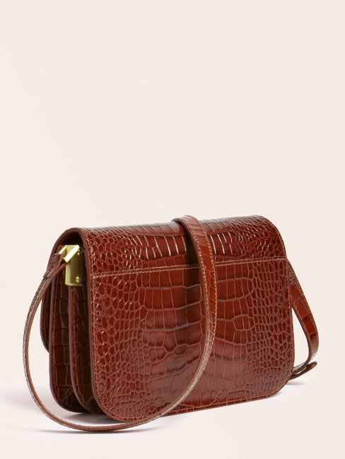 Cristina Sac à Bandoulière En Cuir Véritable Guess Marron