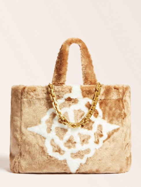 Cabas Guess Helma Gris En Fausse Fourrure