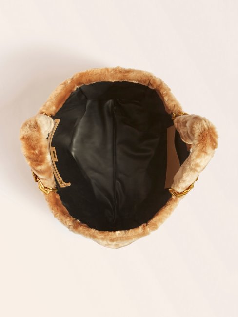 Cabas Guess Helma Gris En Fausse Fourrure