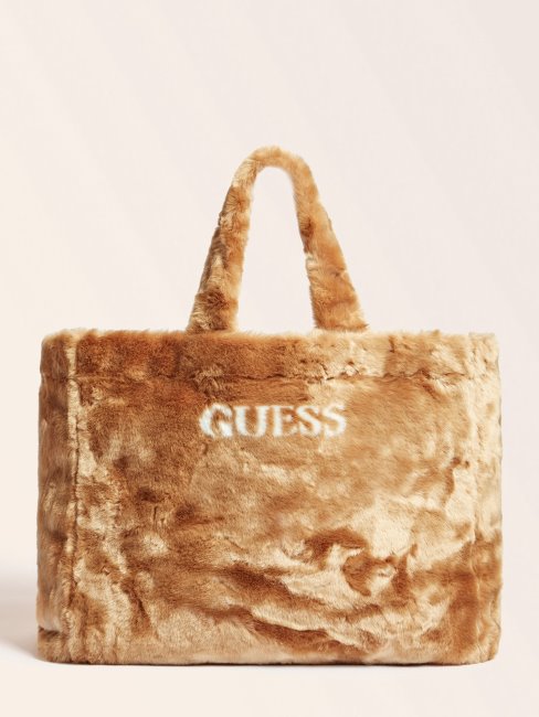 Cabas Guess Helma Gris En Fausse Fourrure