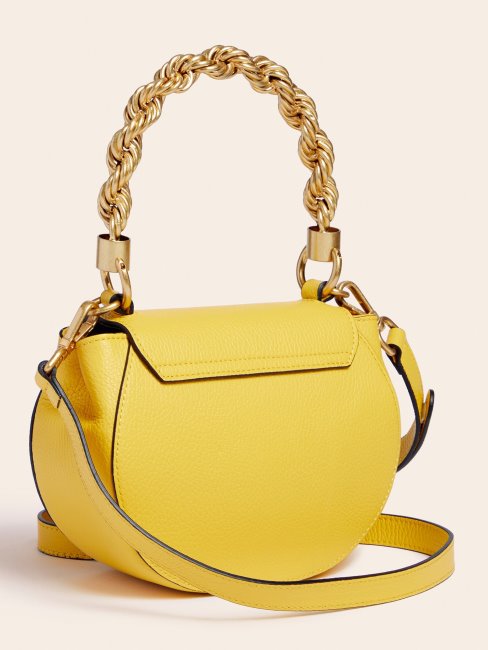 Aida Mini Sac à Main En Cuir Véritable Jaune Guess