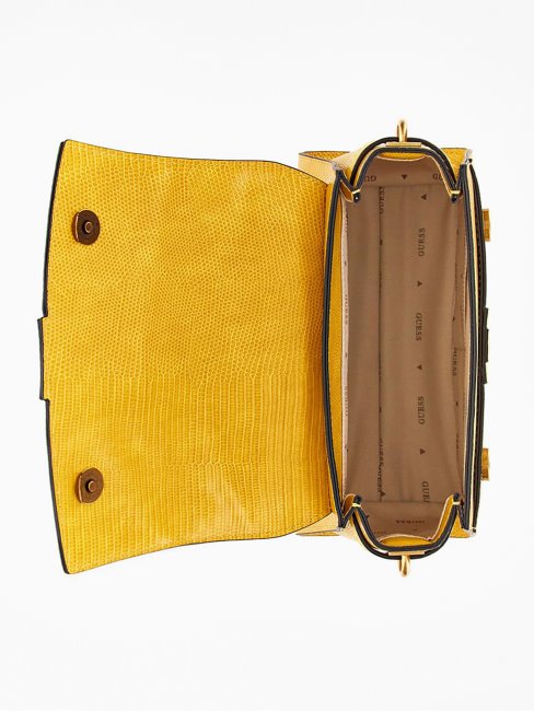 Guess Ginevra Mini Sac à Main Imprimé Python Jaune