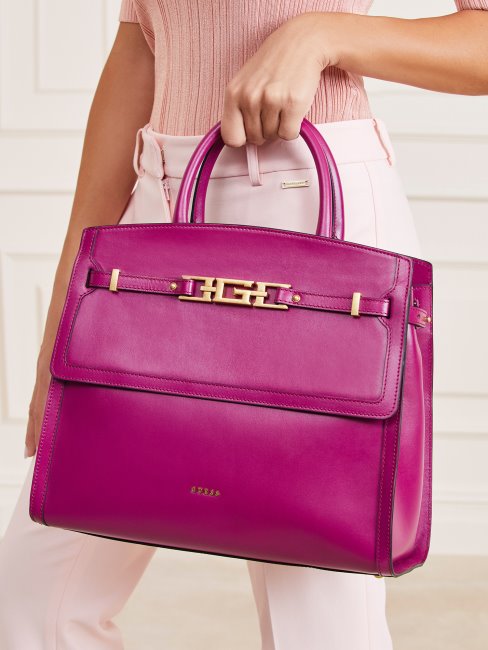 Sac à Main Cristina En Cuir Véritable Fuchsia Guess