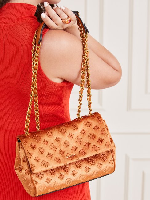 Sac Bandoulière Guess Kimi Orange En Velours