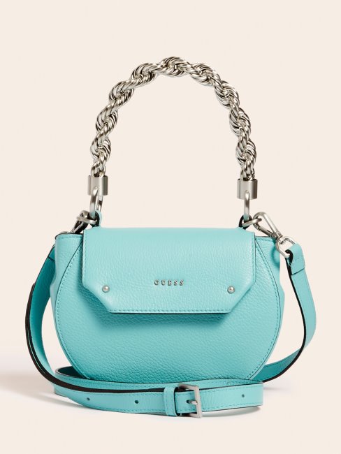 Aida Mini Sac à Main En Cuir Véritable Bleu Guess