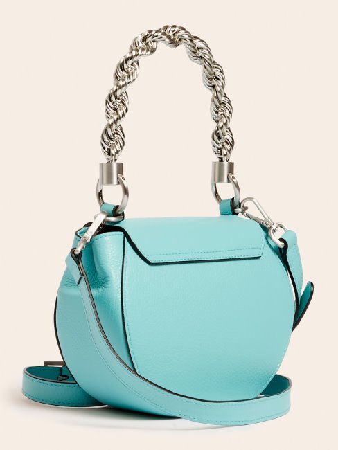 Aida Mini Sac à Main En Cuir Véritable Bleu Guess