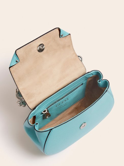 Aida Mini Sac à Main En Cuir Véritable Bleu Guess