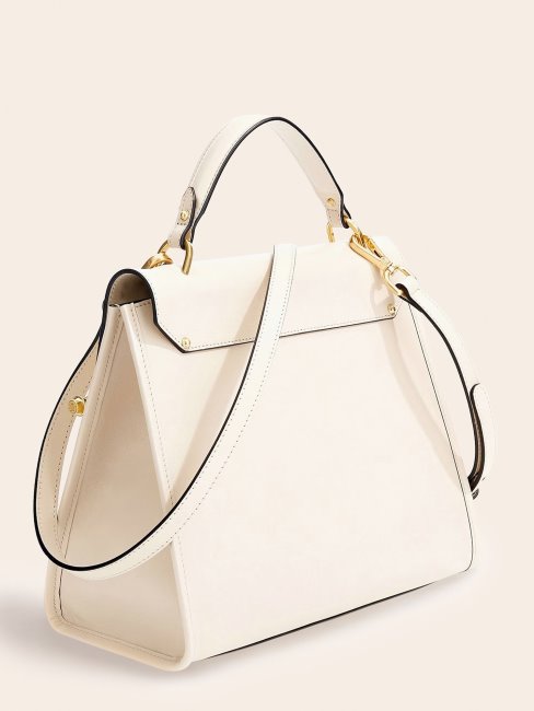 Sac à Main Guess Blanc Alia En Cuir Véritable