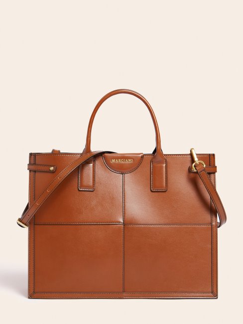Shopper En Cuir Véritable Stilla Marron Guess
