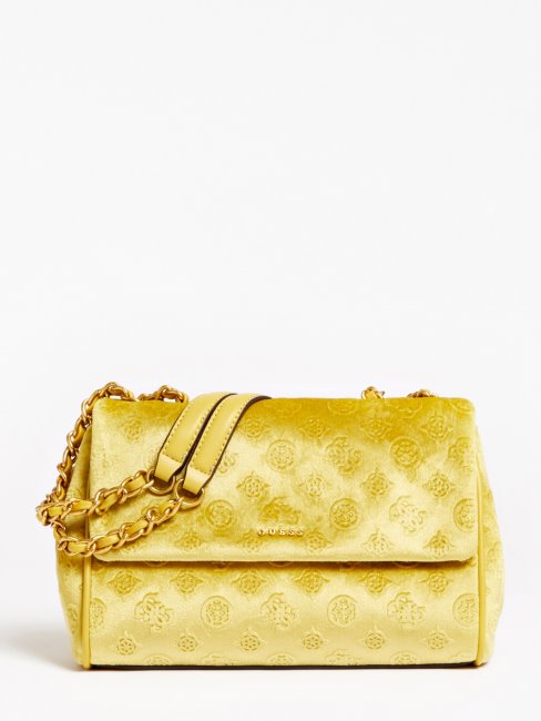 Kimi Sac Bandoulière En Velours Jaune Guess