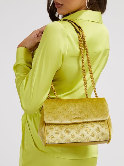 Kimi Sac Bandoulière En Velours Jaune Guess