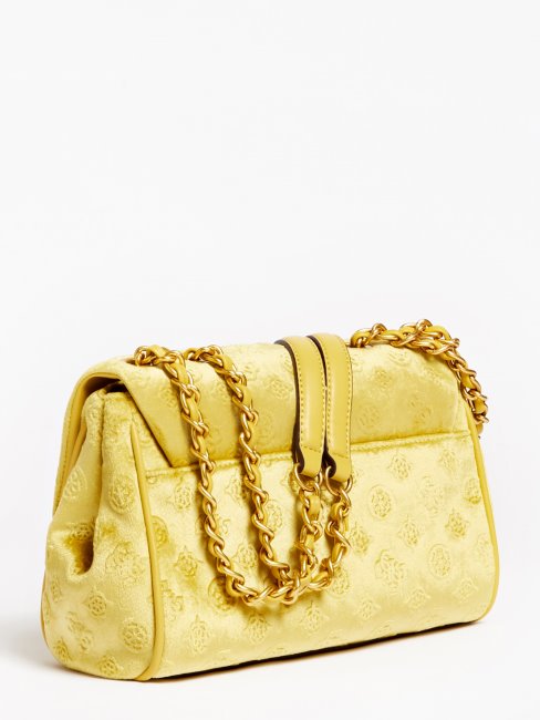 Kimi Sac Bandoulière En Velours Jaune Guess
