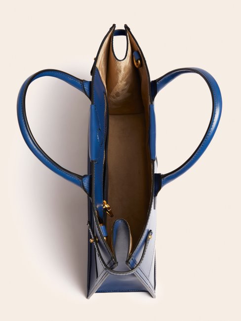 Bleu Stilla Shopper En Cuir Véritable Guess